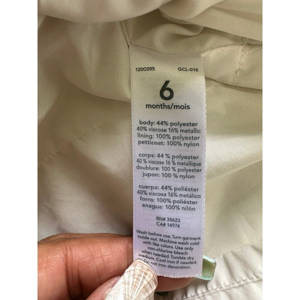 Carter’s Baby Girls Gold Metallic Floral Embroidery Special Occasion Dress 6M